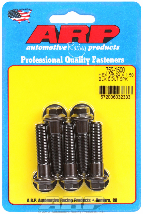 "3/8""-24 x 1.500 hex black oxide bolts" (5pcs)