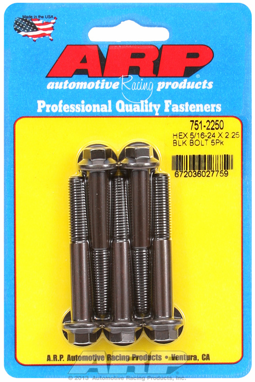 "5/16""-24 x 2.250 hex black oxide bolts" (5pcs)