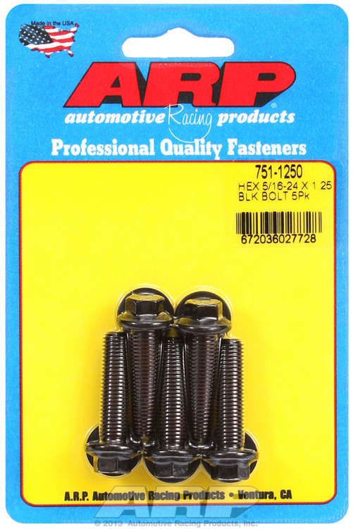 "5/16""-24 x 1.250 hex black oxide bolts" (5pcs)