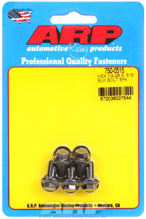 "1/4""-28 x .515 hex black oxide bolts" (5pcs)