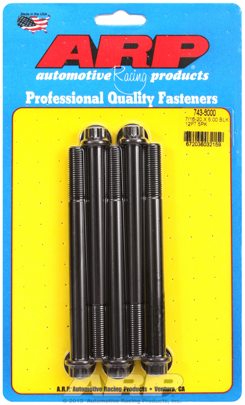 "7/16""-20 x 5.000 12pt black oxide bolts" (5pcs)