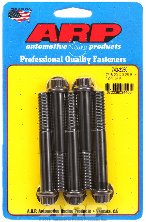"7/16""-20 x 3.250 12pt black oxide bolts" (5pcs)