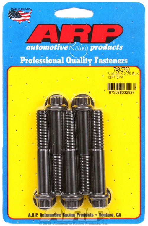 "7/16""-20 x 2.750 12pt black oxide bolts" (5pcs)