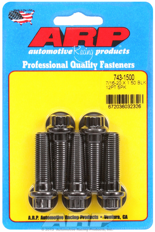 "7/16""-20 x 1.500 12pt black oxide bolts" (5pcs)
