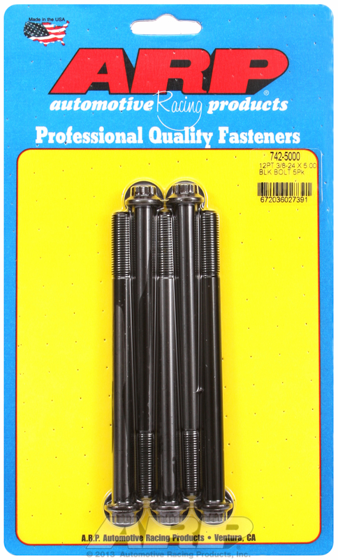 "3/8""-24 x 5.000 12pt black oxide bolts" (5pcs)