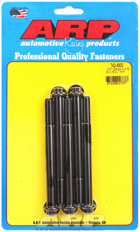 "3/8""-24 x 4.500 12pt black oxide bolts" (5pcs)