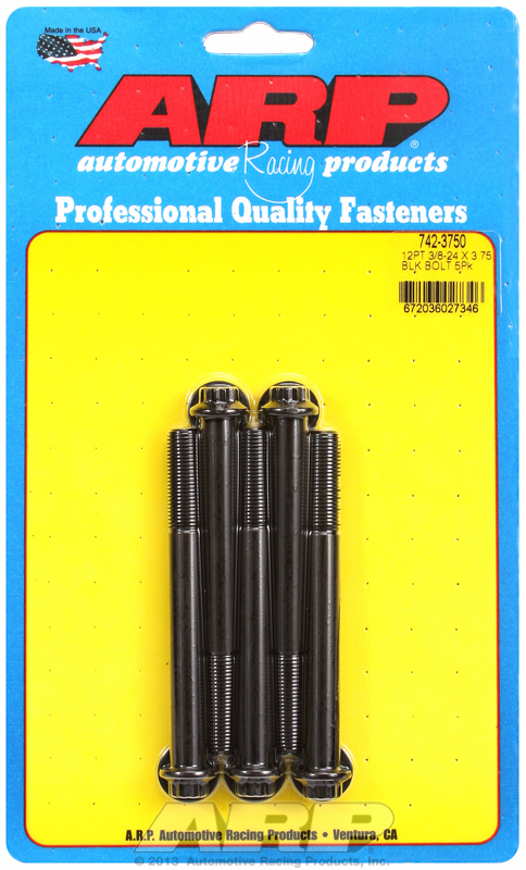 "3/8""-24 x 3.750 12pt black oxide bolts" (5pcs)
