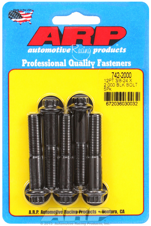 "3/8""-24 x 2.000 12pt black oxide bolts" (5pcs)