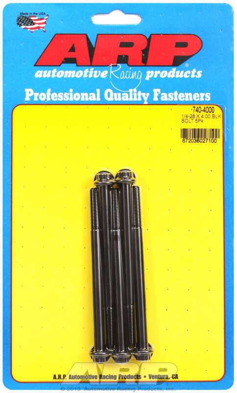 "1/4""-28 x 4.000 12pt black oxide bolts" (5pcs)