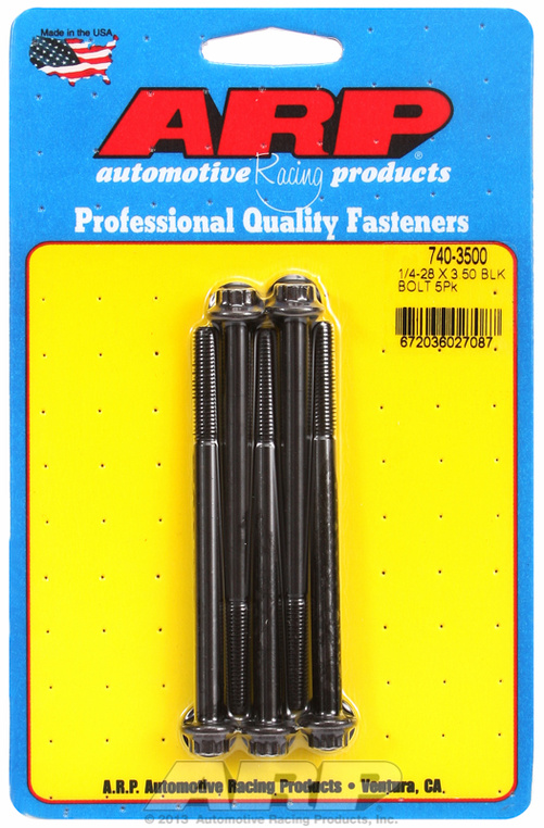 "1/4""-28 x 3.500 12pt black oxide bolts" (5pcs)