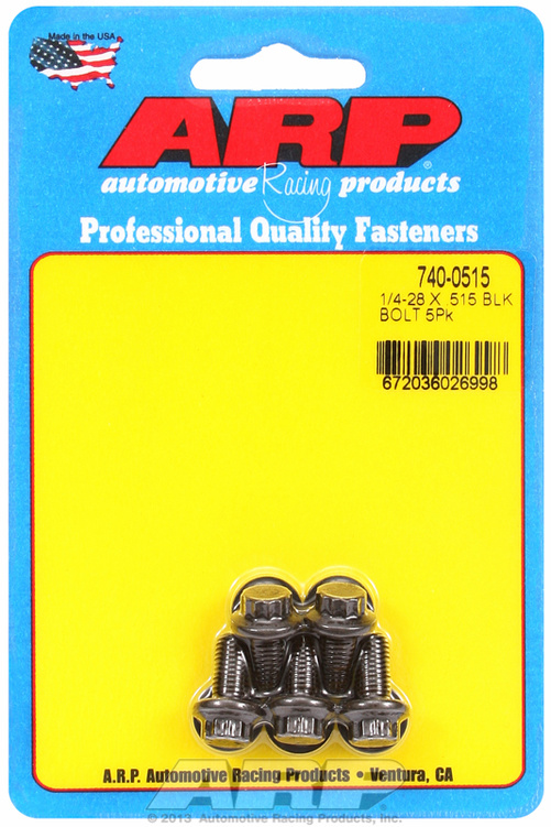 "1/4""-28 x .515 12pt black oxide bolts" (5pcs)