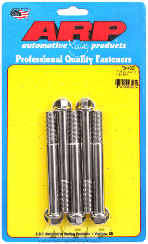 "7/16""-20 x 4.000 hex SS bolts" (5pcs)