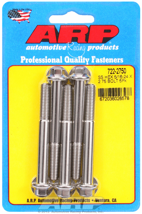 "5/16""-24 x 2.750 hex SS bolts" (5pcs)