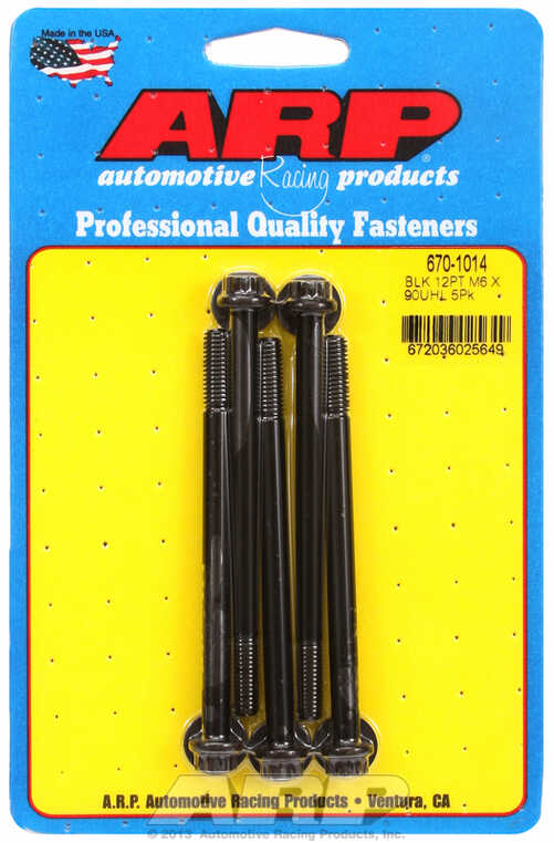 M6 x 1.00 x 90  12pt black oxide bolts (5pcs)