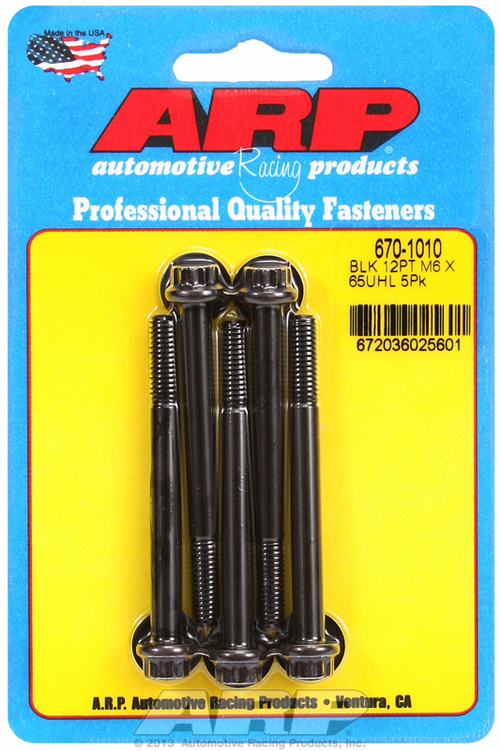 M6 x 1.00 x 65 12pt black oxide bolts (5pcs)