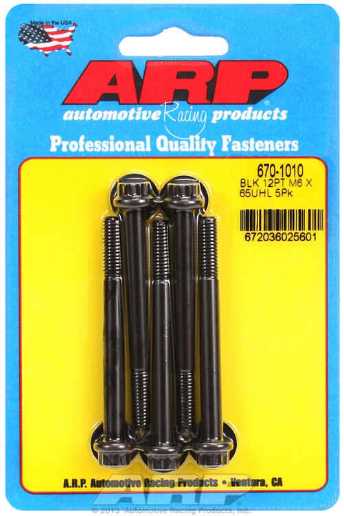 M6 x 1.00 x 65 12pt black oxide bolts (5pcs)