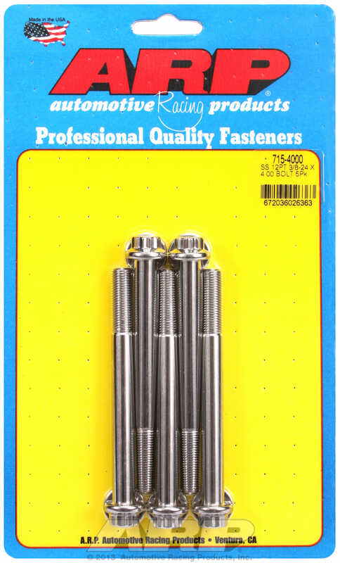 "3/8""-24 x 4.000 12pt 7/16 wrenching SS bolts" (5pcs)