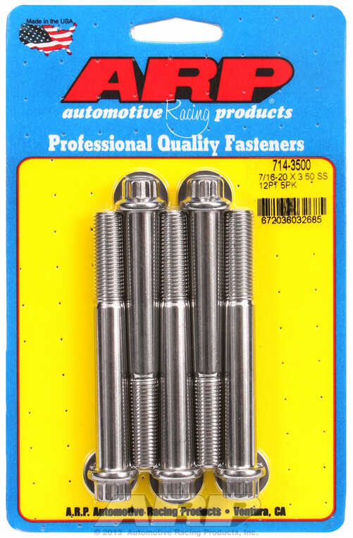 "7/16""-20 x 3.500 12pt SS bolts" (5pcs)
