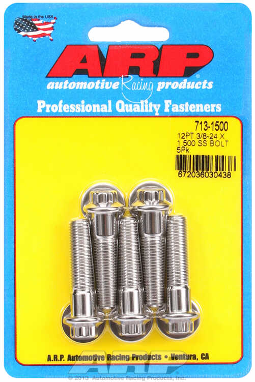 "3/8""-24 x 1.500 12pt SS bolts" (5pcs)