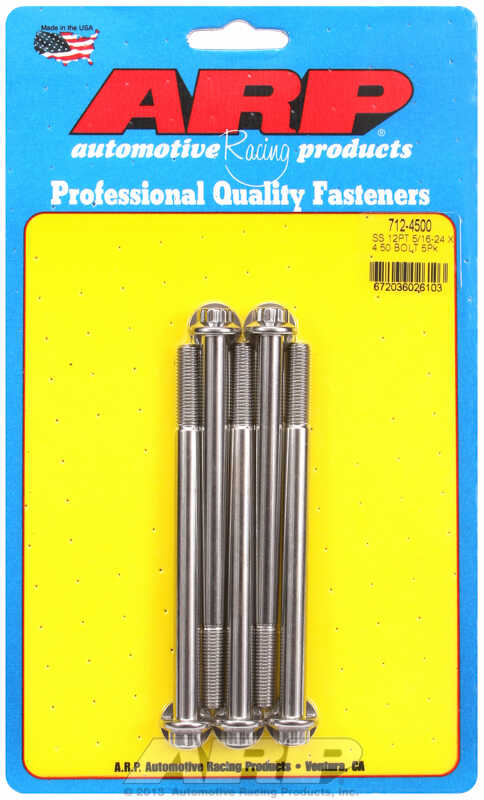 "5/16""-24 x 4.500 12pt SS bolts" (5pcs)