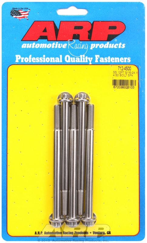"5/16""-24 x 4.500 12pt SS bolts" (5pcs)
