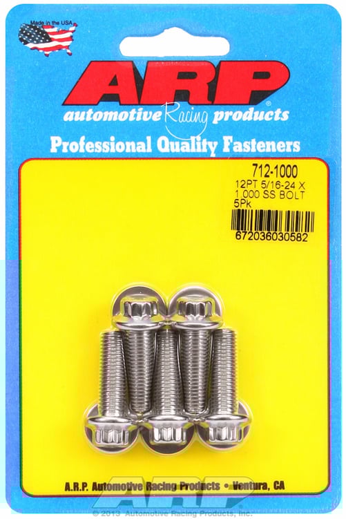 "5/16""-24 x 1.000 12pt SS bolts" (5pcs)