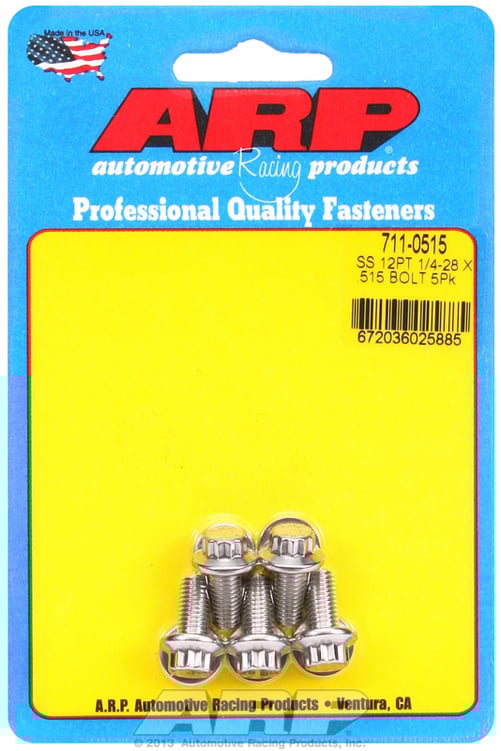 "1/4""-28 x .515 12pt SS bolts" (5pcs)