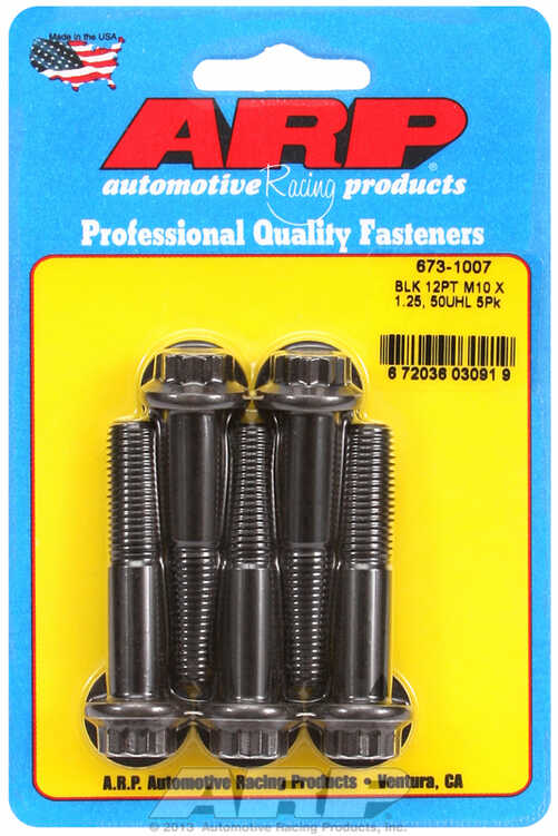 M10 x 1.25 x 50 12pt black oxide bolts (5pcs)