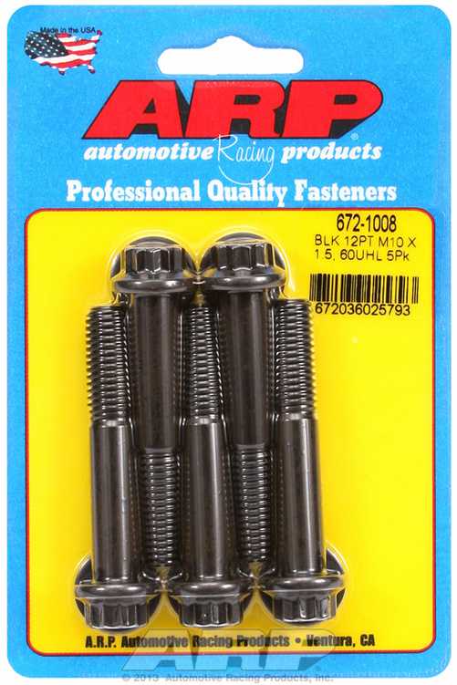 M10 x 1.50 x 60  12pt black oxide bolts (5pcs)