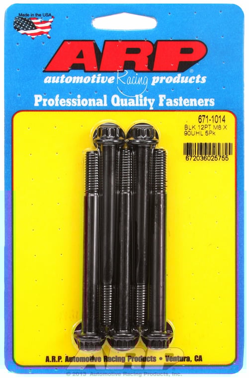 M8 x 1.25 x 90  12pt black oxide bolts (5pcs)