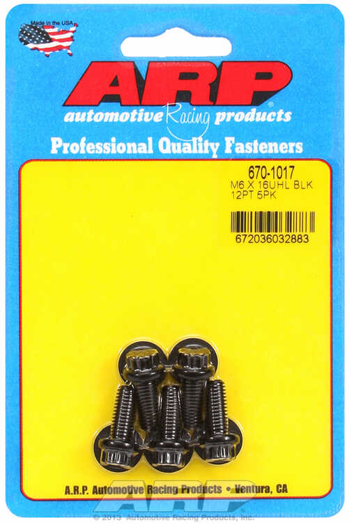 ARP M6 x 1.00 x 16 12pt black oxide bolts (5pcs)