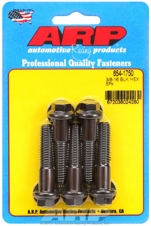 "3/8""-16 x 1.750 hex 7/16 wrenching black oxide bolts"(5pcs