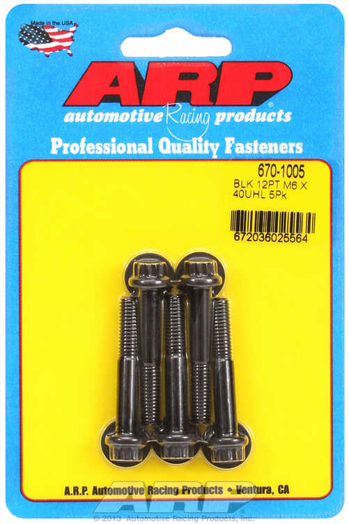ARP M6 x 1.00 x 40 12pt black oxide bolts (5pcs)