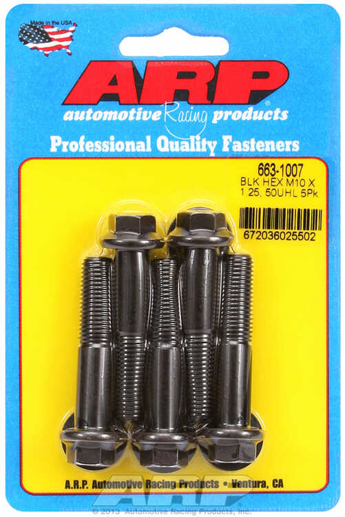 ARP M10 x 1.25 x 50 hex black oxide bolts (5pcs)