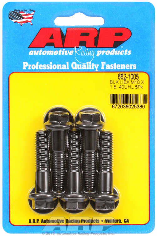 M10 x 1.50 x 40 hex black oxide bolts (5pcs)