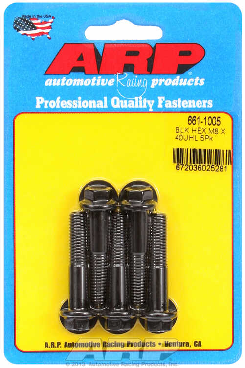 ARP M8 x 1.25 x 40 hex black oxide bolts (5pcs)