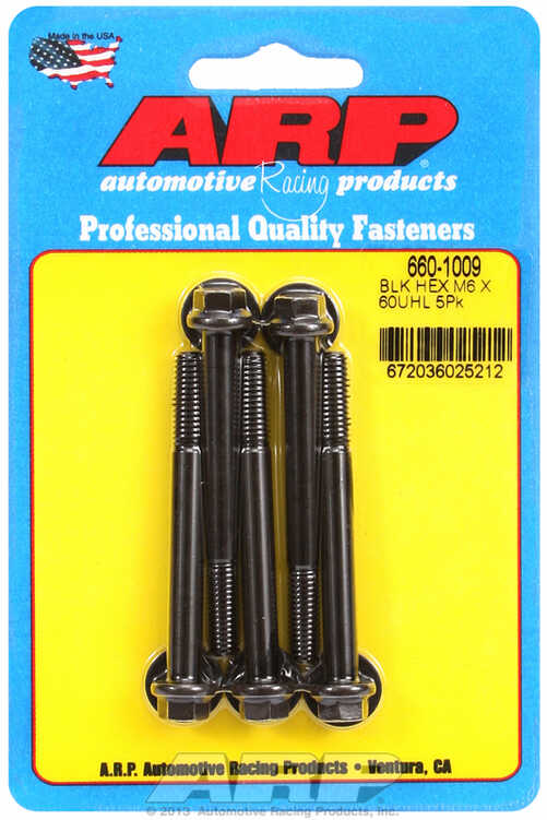 M6 x 1.00 x 60 hex black oxide bolts (5pcs)
