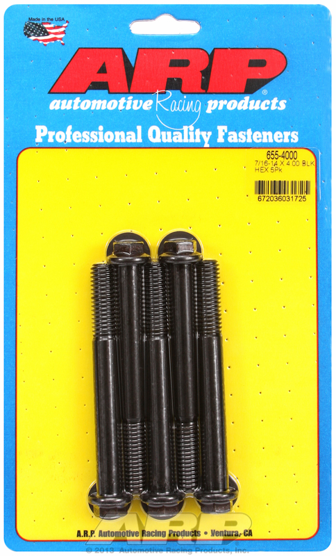 "7/16""-14 X 4.000 hex 1/2 wrenching black oxide bolts" 5pcs