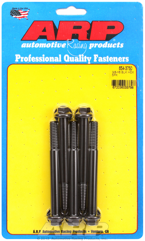 "3/8""-16 x 3.750 hex 7/16 wrenching black oxide bolts"(5pcs