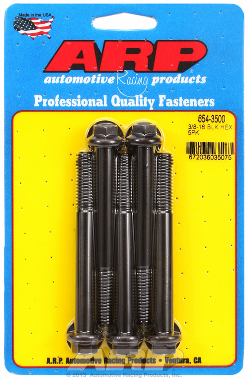 "3/8""-16 x 3.500 hex 7/16 wrenching black oxide bolts"(5pcs