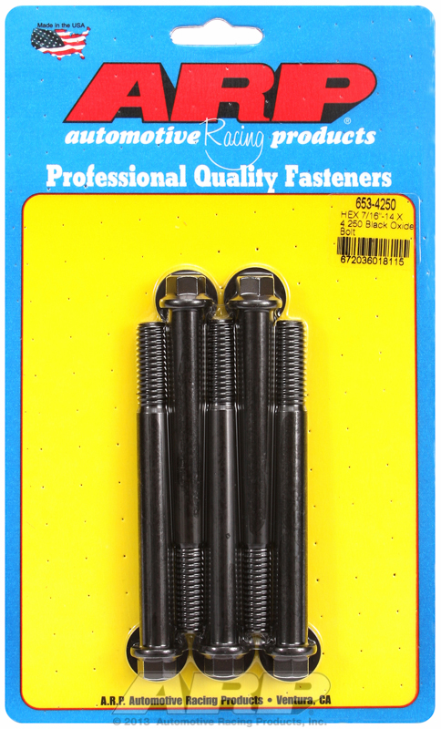 "7/16""-14 X 4.250 hex black oxide bolts" (5pcs)