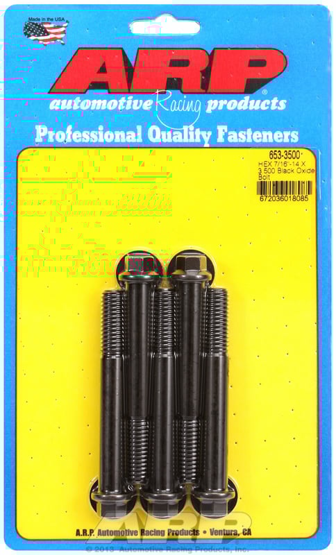 "7/16""-14 X 3.500 hex black oxide bolts" (5pcs)