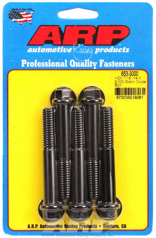 "7/16""-14 X 3.000 hex black oxide bolts" (5pcs)