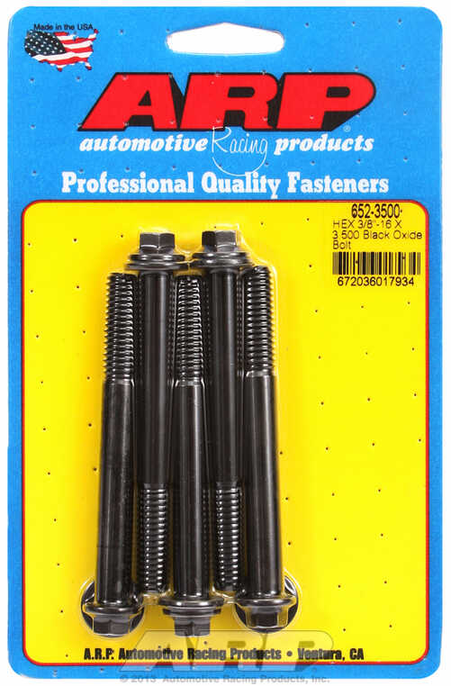 "3/8""-16 X 3.500 hex black oxide bolts" (5pcs)