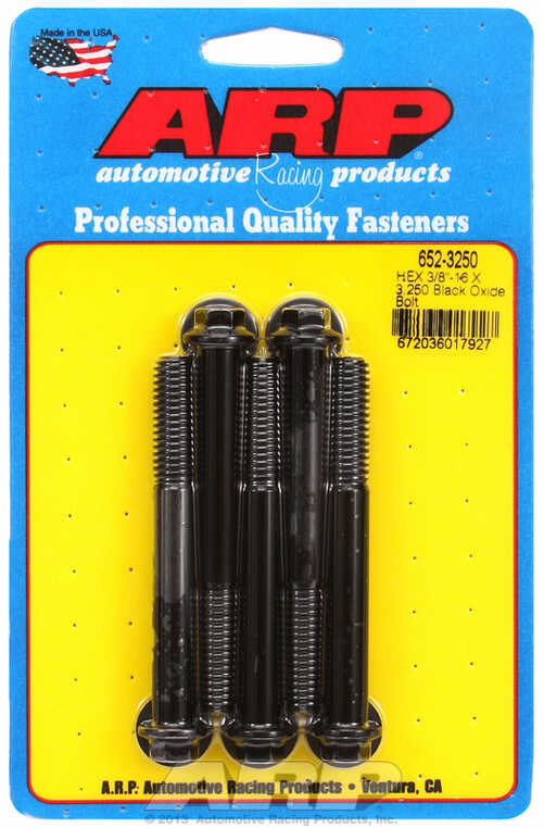 "3/8""-16 X 3.250 hex black oxide bolts" (5pcs)