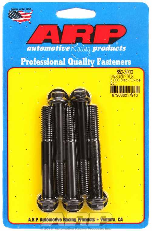 "3/8""-16 X 3.000 hex black oxide bolts" (5pcs)