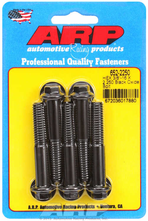 "3/8""-16 X 2.250 hex black oxide bolts" (5pcs)