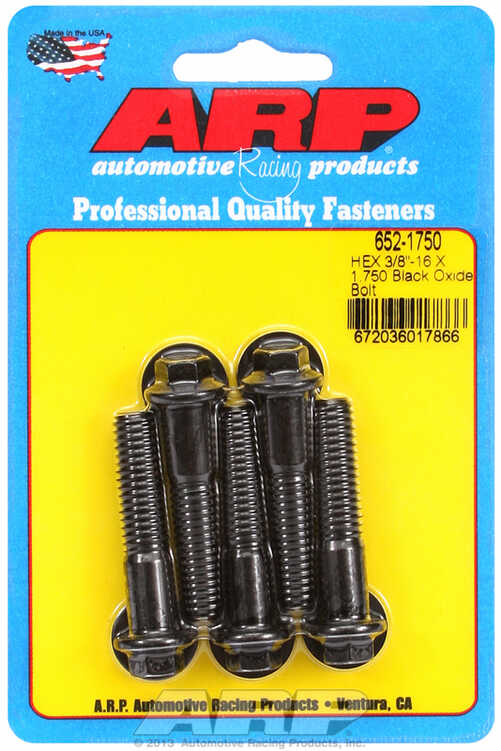 "3/8""-16 X 1.750 hex black oxide bolts" (5pcs)