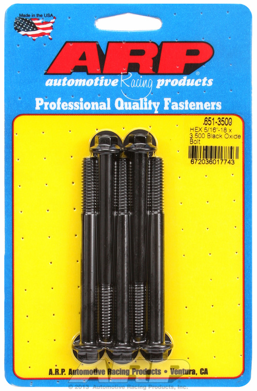 "5/16""-18 X 3.500 hex black oxide bolts" (5pcs)