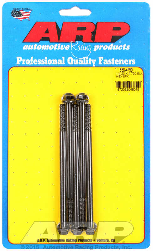 ARP 1/4-20 X 4.750 hex black oxide bolts